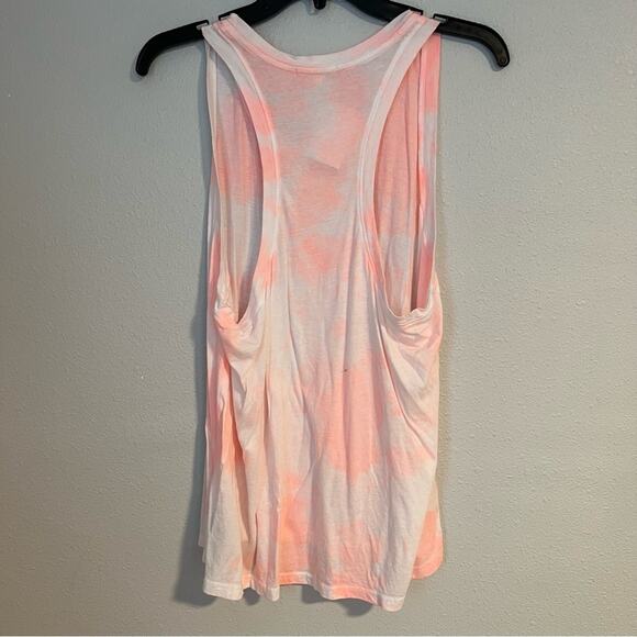 New Sundry White Neon Orange Tie Dye Tank Top Cotton Blend Women's size XL - Picture 2 of 5
